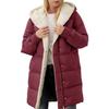 Windproof Winter Women Coat with Thick Fleece Lining Hooded Down Jacket Zipper Cardigan