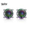S925 Silver Earrings Zirconia Stud One Carat Main Stone Hypoallergenic Flat Gold Plated Back Comfortable Shiny Daily Wear Jewelry for Women Men Micro