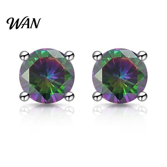 S925 Silver Earrings Zirconia Stud One Carat Main Stone Hypoallergenic Flat Gold Plated Back Comfortable Shiny Daily Wear Jewelry for Women Men Micro