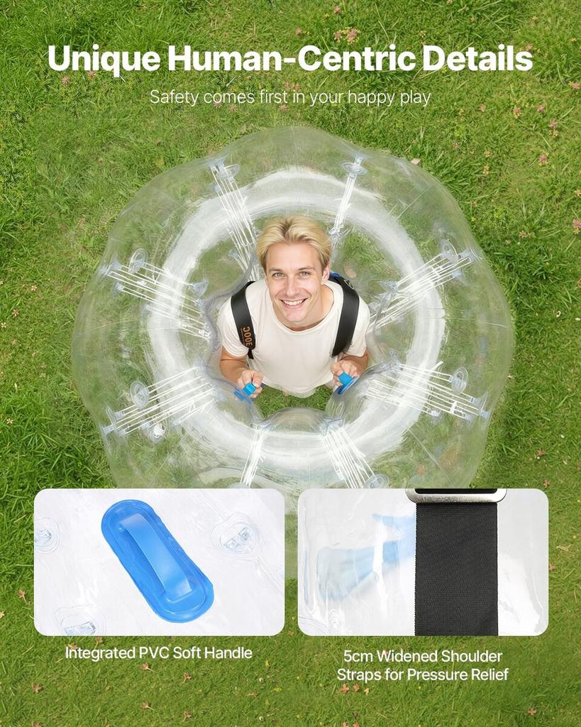 Inflatable Bumper Ball 1-Pack, 5FT/1.5M Body Sumo Zorb Balls for Teen & Adult, 0.8mm Thick PVC Human Hamster Bubble Balls for Outdoor Team Gaming