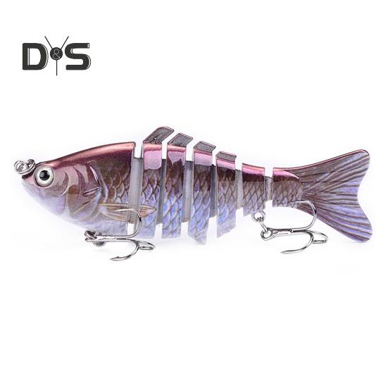 10CM/15.3G многосочлененная рыболовная приманка с крючками, реалистичная 7-секционная пластиковая искусственная приманка для пресноводной и соленой рыбалки