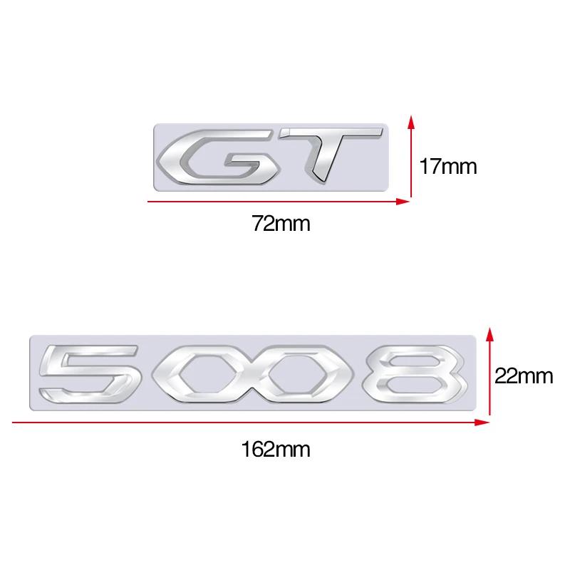 For Peugeot 5008 GT Car 3D Metal Letters Logo Badge Decals Sticker Car Auto Rear Trunk Alphabet Emblem Styling Stickers R7