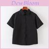 College Style Short Sleeve Shirt With Patching For Women Classroom Uniforms