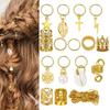 259pcs Gold Hair Ring Hair Cuffs Clips Mixing Braiding Hair Strings  for Women Girls