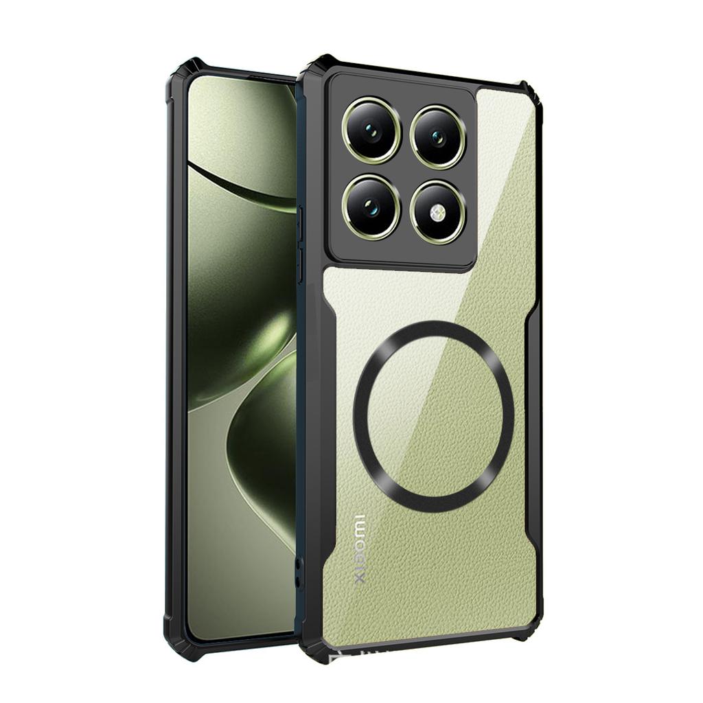 Transparent Armor Ruggerd Case for Xiaomi 14T Pro 13T Redmi 14C Note14 13 Pro Poco X6 Magnetic Magsafe Wireless Charger Cover