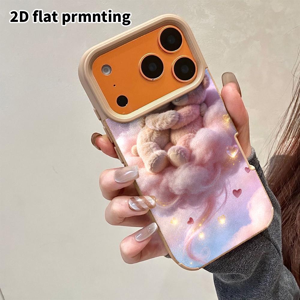 Phone Case: 2D flat lambskin suitable for iPhone 18 17 16 15 14 13 Pro protective case, hugging double bears, Christmas and Halloween gifts