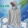 Men's Summer Hooded Ice Silk Sun Protection Windbreaker for Outdoor Fishing
