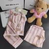 Spring Pink Striped Bear Pajama Set - Japanese Style Cartoon Homewear