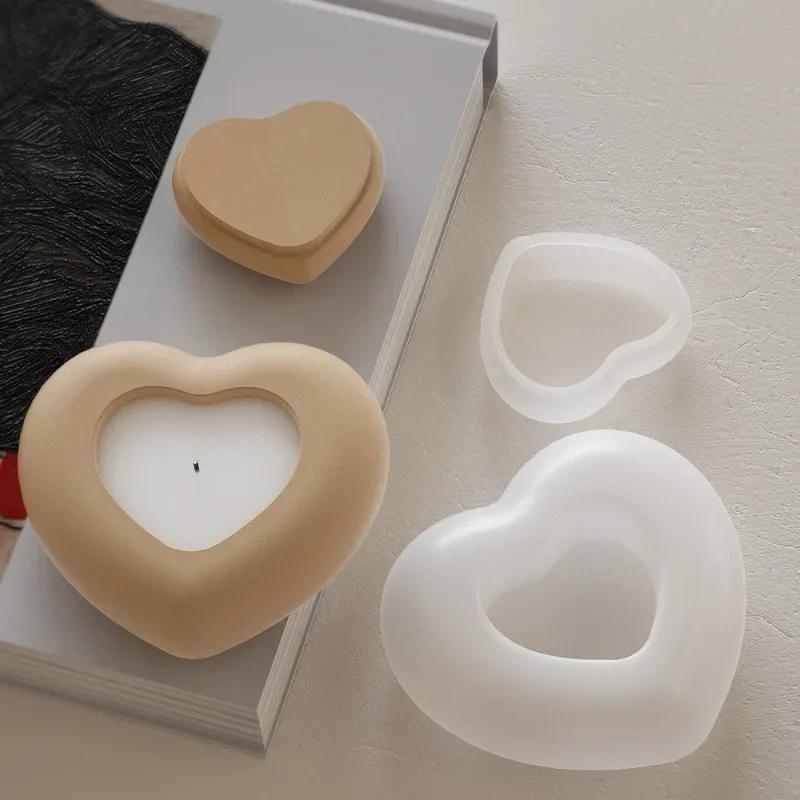 Love Heart Shape Silicone Mold Aromatherapy Candle Epoxy Resin Plaster Mould Handmade Soap Silicone Molds Candle Making Supplies