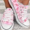 Вишневый анималистичный принт цветок повседневные кеды универсальные низкие с круглым носком большого размера на плоской подошве