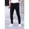 Мужские джинсы Slim Fit, прямые черные джинсы из лайкры