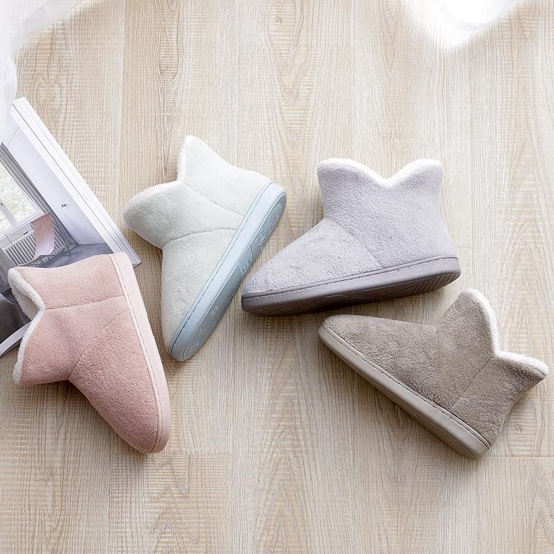 Men and Women Winter Slippers Warm Plush Slip-on Couples Home Floor Shoes Anti-slip Comfortable Flats Female Warm Faux Fur Slippers