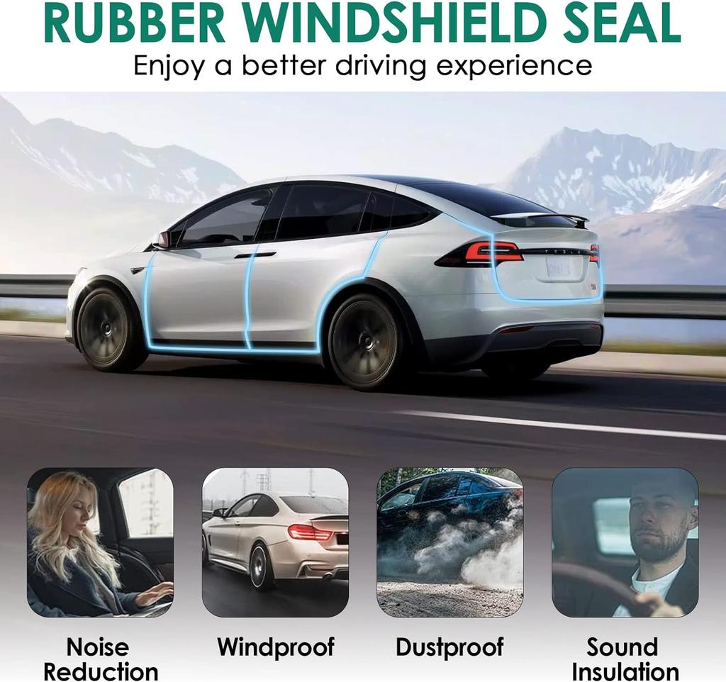 ZJZO5 Door Seal Soundproof Kit for 2025 Tesla Model 3 Y S X Rubber Weather Draft Seal Strip Wind Noise Kit Front Trunk Cover Strip
