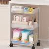 Movable Shelf with Wheels Multi-tiers Storage Rack Rolling Cart Transparent Basket Organizer Trolley for Snacks Cosmetics Bathroom