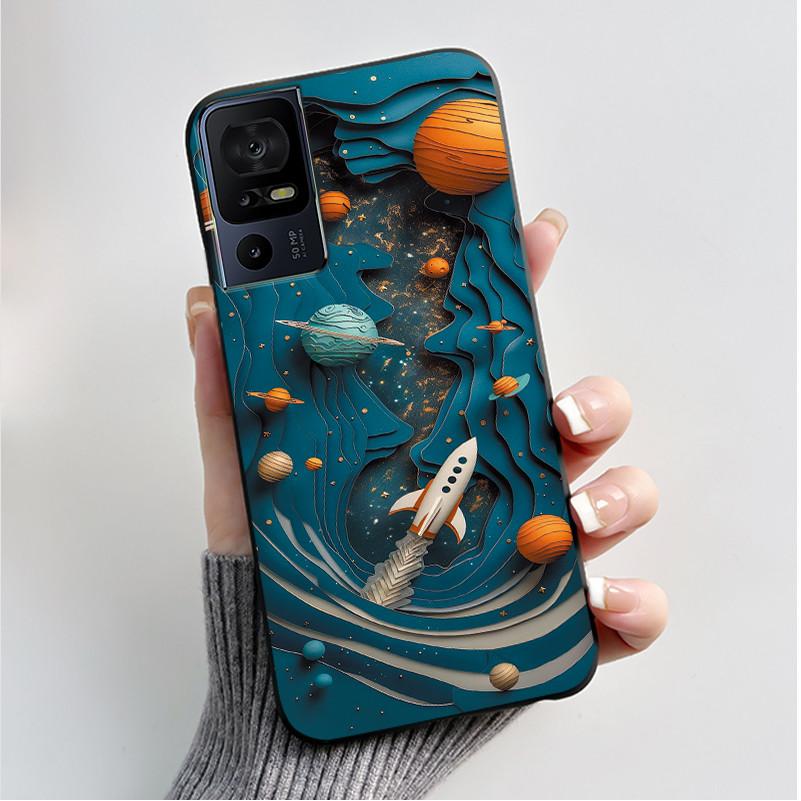 Phone Cover For TCL 40 SE 40 XL 40T Case Silicone Luxury Butterfly Flowers Black Bumper Soft TPU Coque for TCL 40SE 40XL Funda