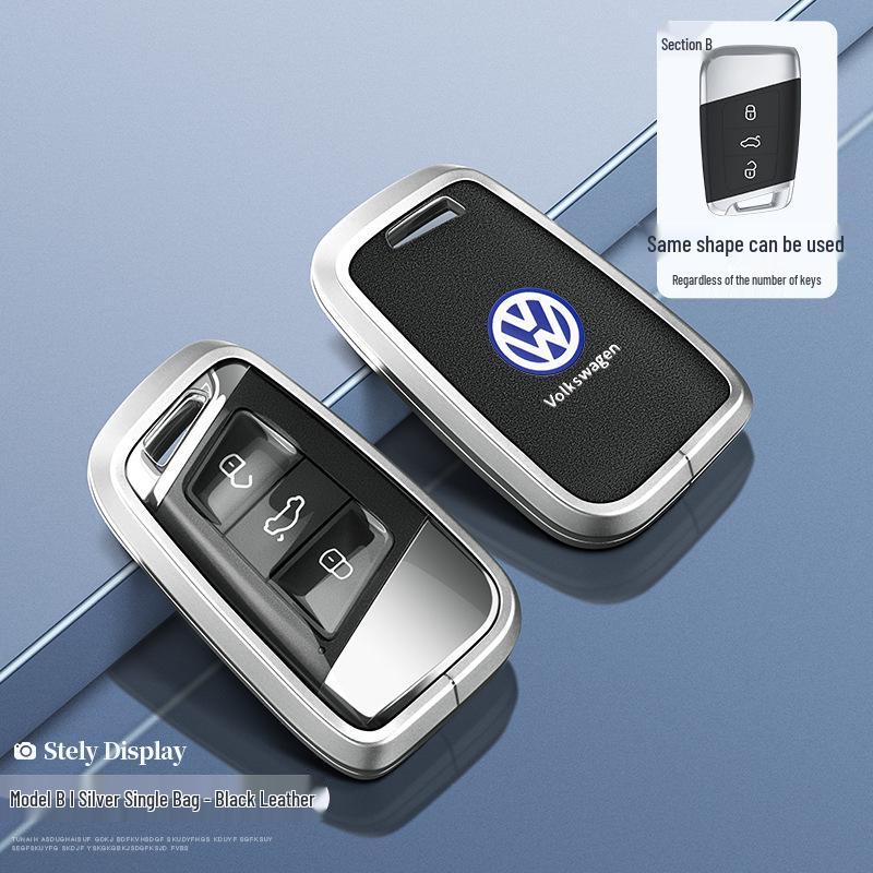 Складной ключ-брелок Volkswagen стиль B с кнопкой запуска для Tayron, Tuyue, Teramont X, Tiguan X - Полное покрытие, Невыдвижной