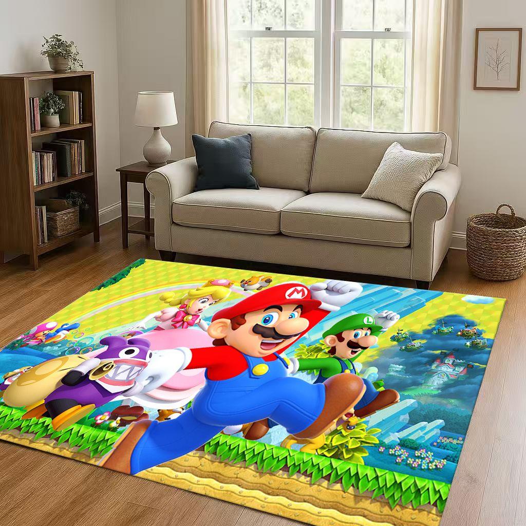 3D MINISO Mario Game Cartoon Christmas Gift Living Room Non-Slip Area Rug Carpet for Bedroom Playroom Sofa,Home Decor Doormat