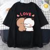Panda Bear LOVE T Shirt Womens Bubu Dudu Couple Tops Short Sleeve Print Summer Aesthetic Korean Tees Harajuku Lady Casual Tops