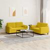 2 Piece Sofa Set with Cushions Yellow Velvet