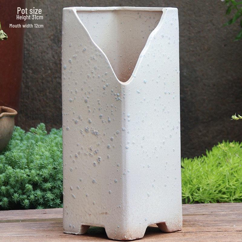 Retro Purple Clay Succulent Planter with Cutout Flower Design