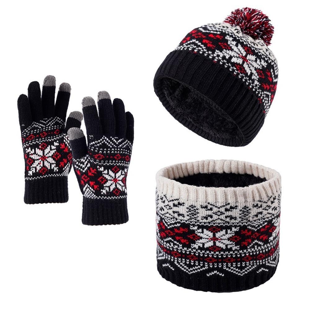 3Pcs/Set Winter Children Scarf Hat Gloves Set Warm Bonnet Gloves Kits Knitted Hats Scarfs Kids