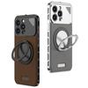 Алюминиевый чехол для iPhone 16 Pro Max с кожаной пряжкой и вращающейся подставкой, совместимый с iPhone 15