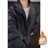 Mens Warm Thickened Cotton Padded Jacket 2026 Loose Fit Stand Collar Zipper Front Non-Hooded Oversized Outerwear Adults