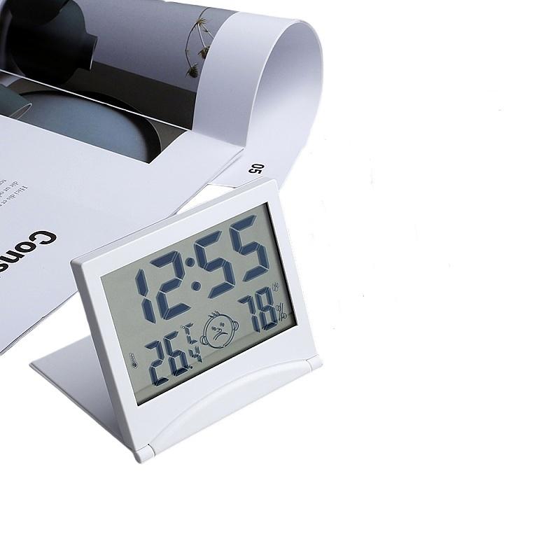 Мини Будильник Температура Влажность Складной Питание от Батарейки Повтор Настольные Часы 12/24Ч ЖК Цифровые Часы с Батарейкой CR2025 KTY