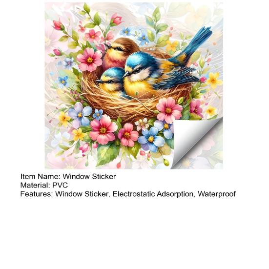 Static Window Sticker Decorative Bird Sticker Waterproof Scratch-Resistant Removable Sticker for DIY Home