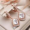 Модные квадратные серьги-капли с кубическим цирконием для женщин, ювелирные изделия для свадебной вечеринки, серьги цвета розового золота, подарок