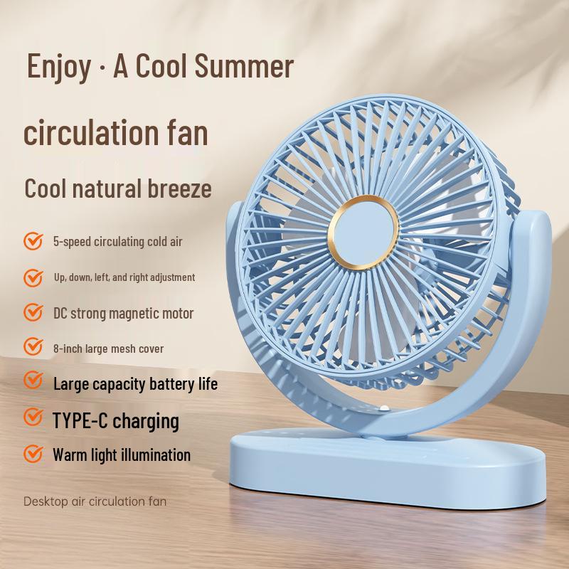 Dual-Head USB Rechargeable Night Light Fan for Air Circulation – Ideal for Outdoor, Dorm, or Office with Long Battery Life
