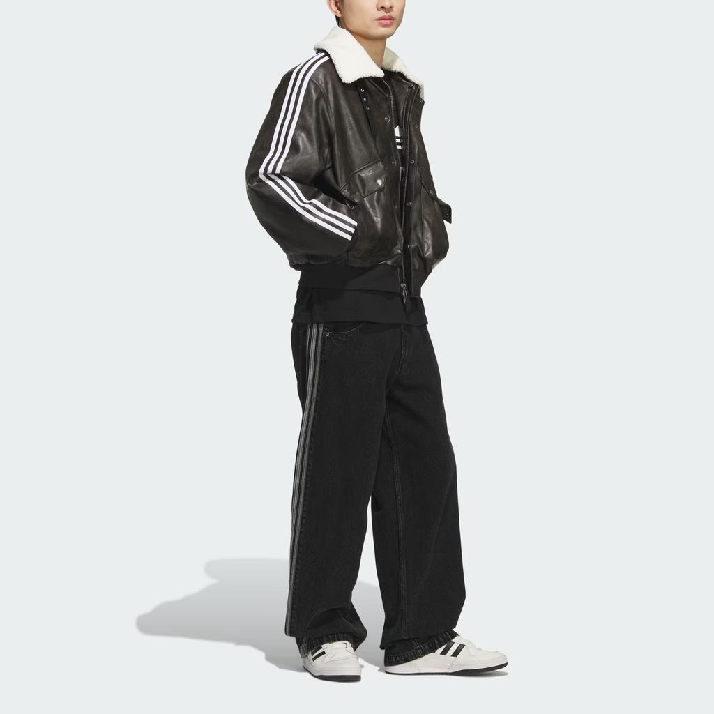 Adidas Оригинальная куртка Originals FW25 с PU-подкладкой, логотипом, тремя полосками, свободного кроя, теплая, спортивная, с длинным рукавом, хлопковое пальто, мужская куртка KF3691