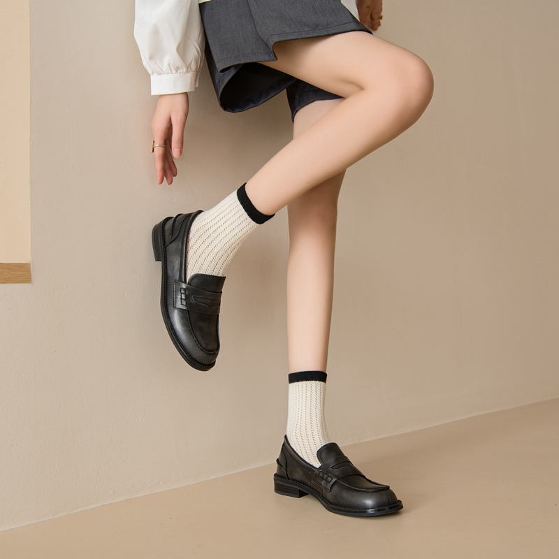 Krazing Pot Туфли-лодочки из натуральной кожи с круглым носком на низком каблуке, женские туфли-оксфорды без застежек, винтажные туфли-лодочки