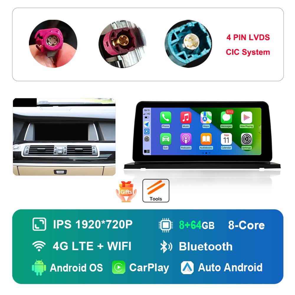 12,3-дюймовый HD сенсорный экран для BMW 5 серии F07 GT 2011 - 2017 система CIC NBT Android автомагнитола мультимедийный плеер DSP стерео GPS