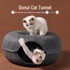 Всесезонная лежанка для кошачьего туннеля: Войлочный пончик с отверстием для игры, съемный и моющийся.