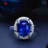 New Temperament Concise Round Shape Blue Opening Rings For Women Zircon Wedding Engagement Party Fine Luxury Jewelry Gift