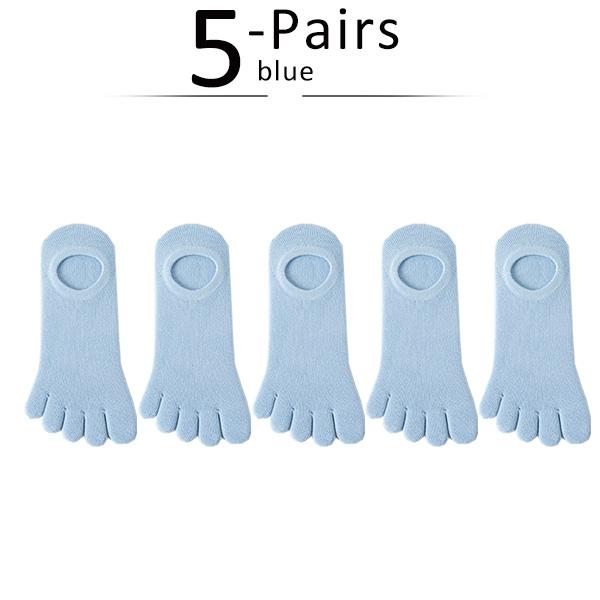 5 Pairs Summer Invisible Toe Socks Woman Girl Cotton Thin Solid Soft Shallow Mouth Breathable Deodorant No Show 5 Finger Socks