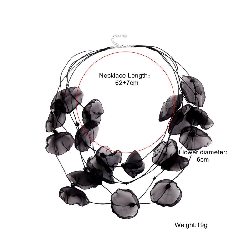 Ожерелье для женщин, аксессуары, преувеличенный темперамент, ожерелье, многослойное кружевное, цветы, сетчатая ткань, лепестки, ожерелье, женское, элегантное ожерелье
