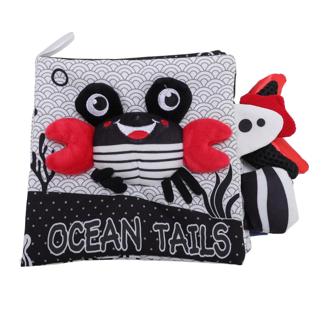 Soft Cloth Baby Book White and Black Stereo Shape Multifunctional Toddler Tail Cloth Book for Early