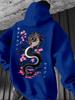 Pullover Hooded Sweatshirt Unisex Men Women Dragon Sakura Graphic Print Hoodie Streetwear Long Sleeve Tops With Kangaroo Pocket