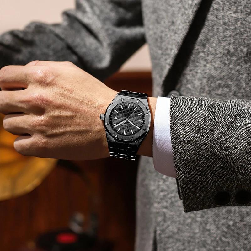 POEDAGAR Модные мужские часы оригинальные водонепроницаемые наручные часы из нержавеющей стали с подсветкой даты минеральное стекло дата трендовые часы для мужчин