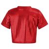 Boys Girls Sparkly Dance Crop Top Round Neck Short Sleeve Sequined Design for Performances