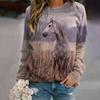 Trendy Casual Women's Tops 3d Fox Printed Round Neck Long Sleeve Shirts & Blouses Autumn & Winter Sweatshirts Female Clothes