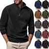 Men's Fashion Top Casual Slim Fit Pullover Long Sleeve Zipper Small High Collar