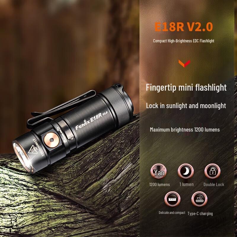 Мини-фонарик Fenix E18R V2.0 с высокой яркостью, перезаряжаемый через Type-C