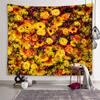 Flower Aesthetic Tapestry Sunset Flower Field View Tapestry Flower Wall Art Tapestry Bedroom Dormitory Room Home Decoration