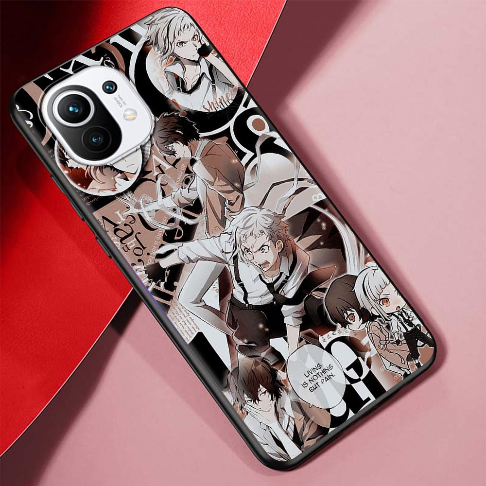 Japan Anime Bungou Stray Dogs Case for Xiaomi Mi 11 Ultra 11T 10T 9T Pro Note 10 A2 9 8 Lite A3 CC9E 10S Black Soft Phone Cover