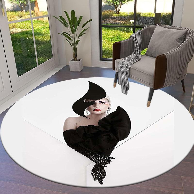 Круглый ковер Lady Gaga, Ковер для гостиной, спальни, дивана, игровой комнаты, Декор, Нескользящий коврик для пола