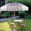 Patio Umbrella with Fringe 8 Fiberglass Ribs UV Proof Large Outdoor Table Market Umbrella for Garden Deck Backyard Pool