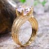 Gorgeous Solitaire 12mm Cubic Zirconia Bridal Wedding Rings Gold Color Engagement Party Brilliant Women Fashion Jewelry